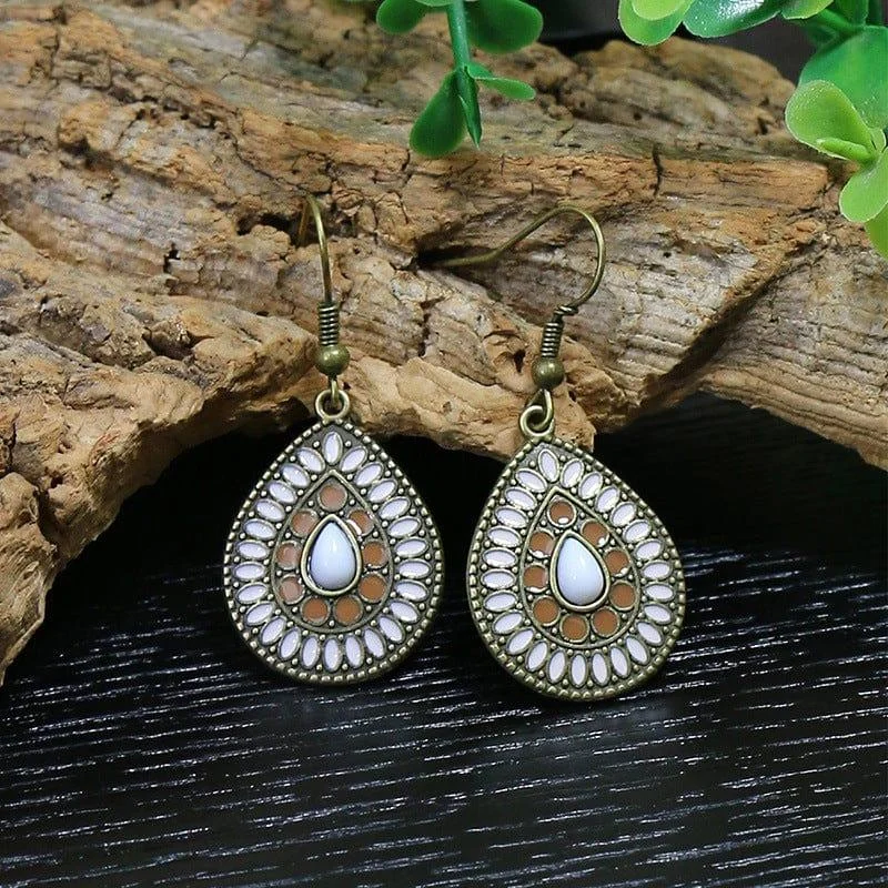 Multicolor Vintage Boho Tear Drop Earrings - Glova