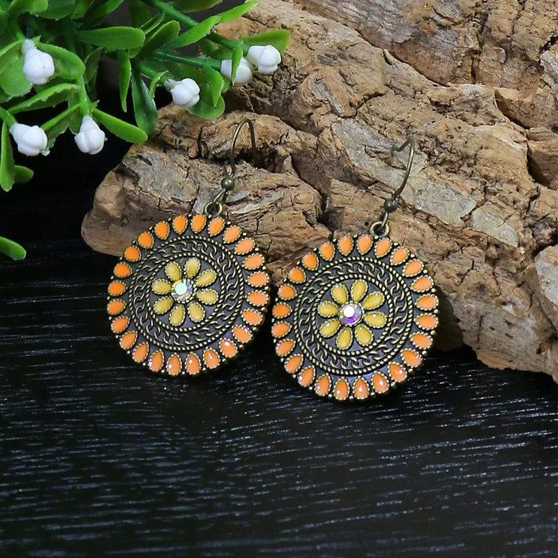 Multicolor Vintage Boho Tear Drop Earrings - Glova
