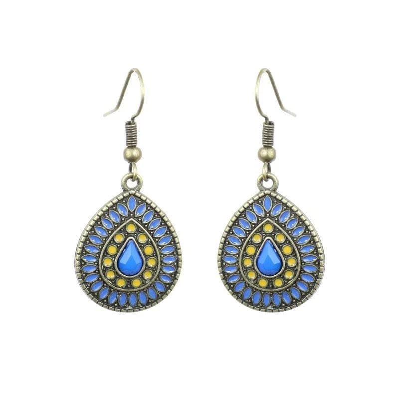 Multicolor Vintage Boho Tear Drop Earrings - Glova