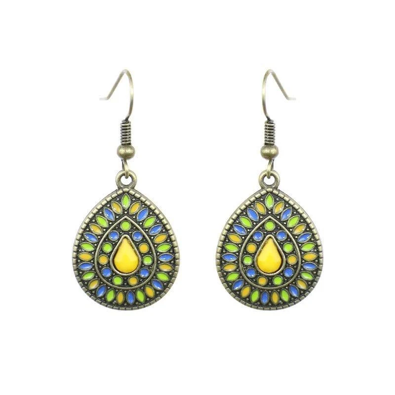 Multicolor Vintage Boho Tear Drop Earrings - Glova