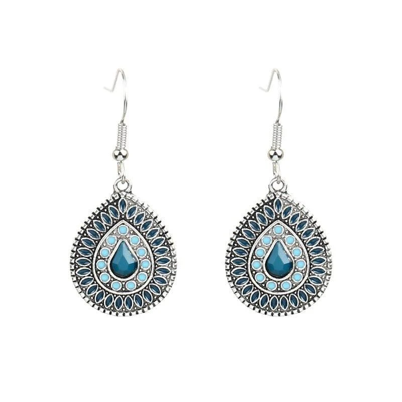 Multicolor Vintage Boho Tear Drop Earrings - Glova