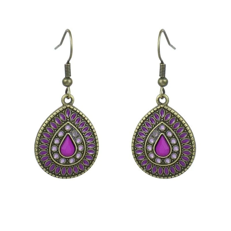 Multicolor Vintage Boho Tear Drop Earrings - Glova