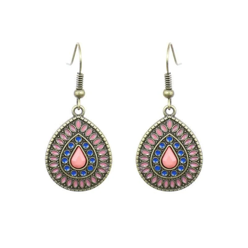 Multicolor Vintage Boho Tear Drop Earrings - Glova