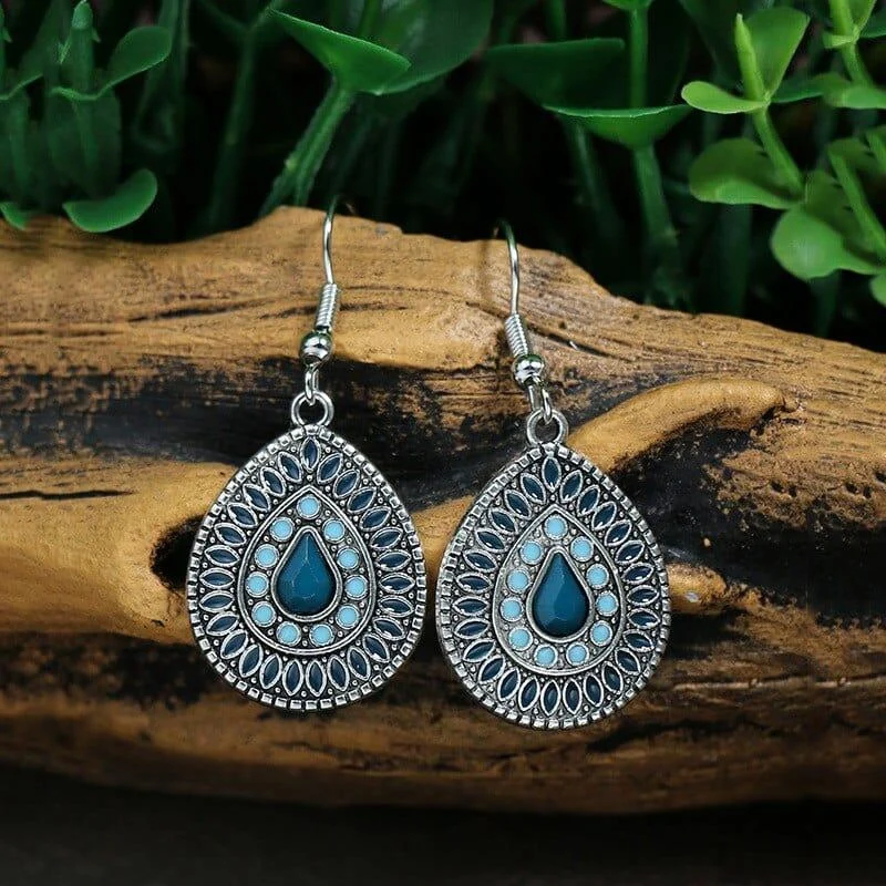 Multicolor Vintage Boho Tear Drop Earrings - Glova