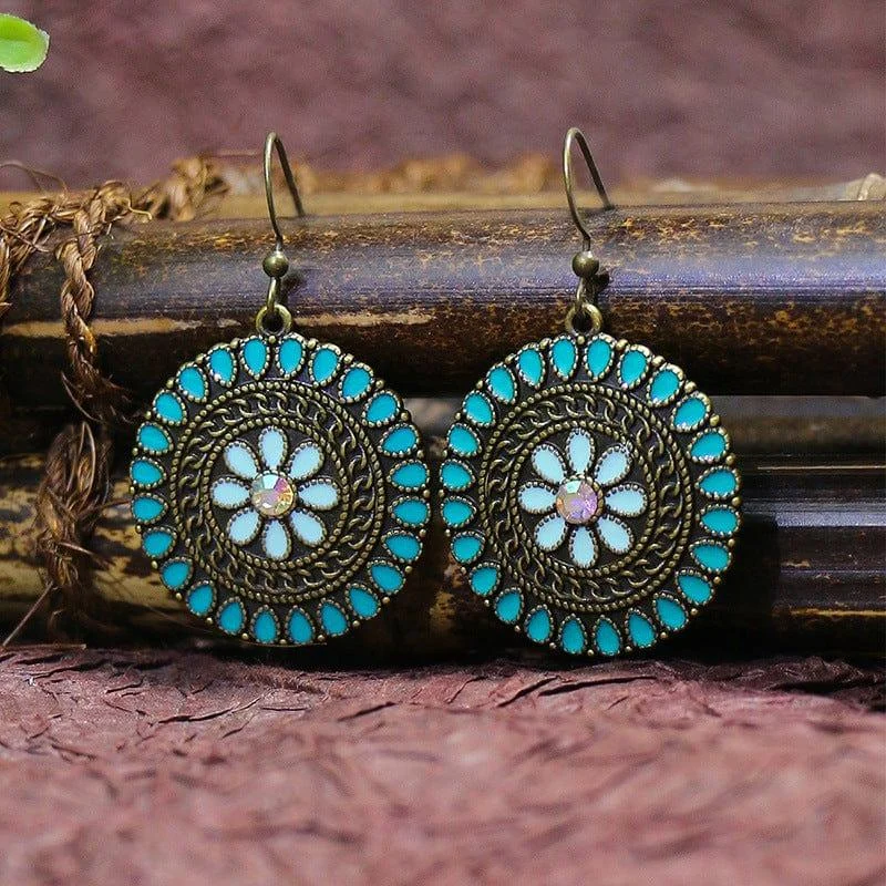 Multicolor Vintage Boho Tear Drop Earrings - Glova