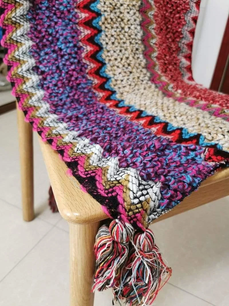 Multicolored Knitted Poncho Cape - Glova