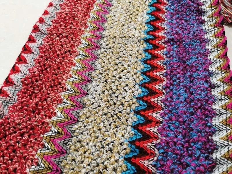 Multicolored Knitted Poncho Cape - Glova