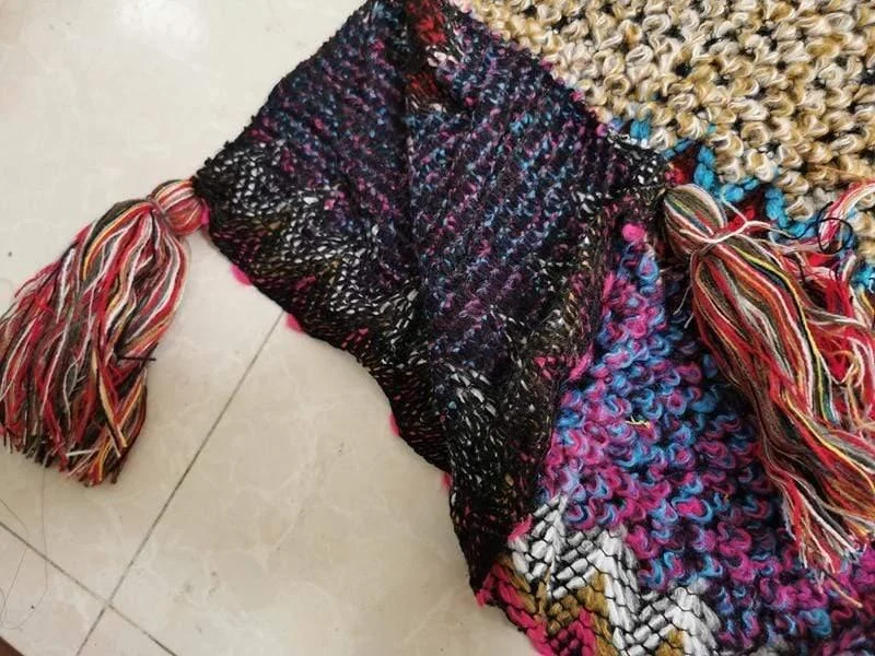 Multicolored Knitted Poncho Cape - Glova