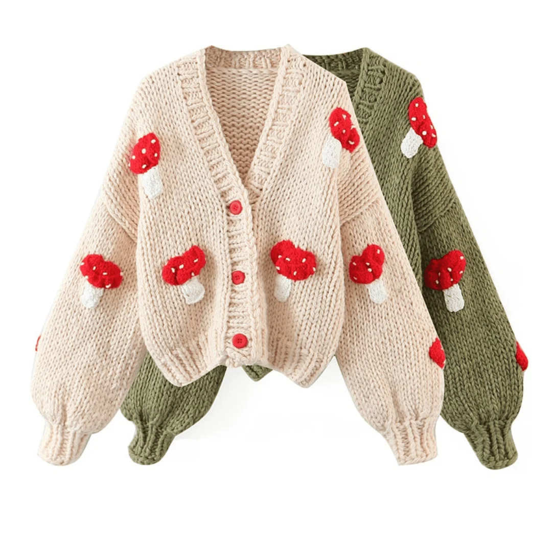 Mushroom Embroidered Cardigan - Glova