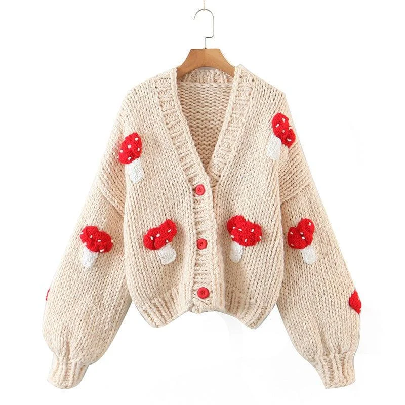 Mushroom Embroidered Cardigan - Glova