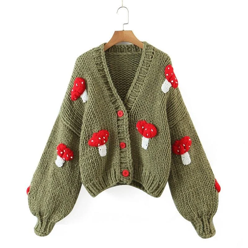 Mushroom Embroidered Cardigan - Glova