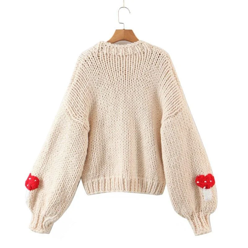 Mushroom Embroidered Cardigan - Glova