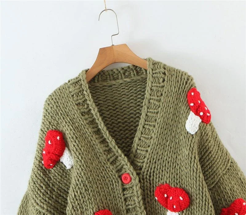 Mushroom Embroidered Cardigan - Glova