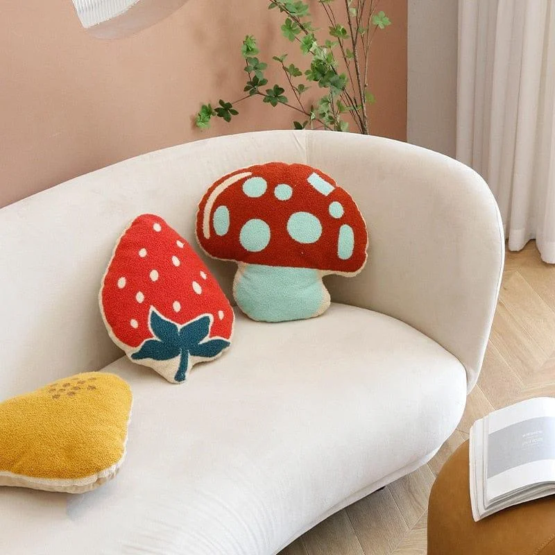 Mushroom, Pear, and Strawberry Cushions - Glova