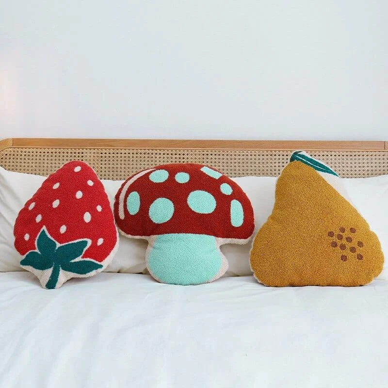 Mushroom, Pear, and Strawberry Cushions - Glova