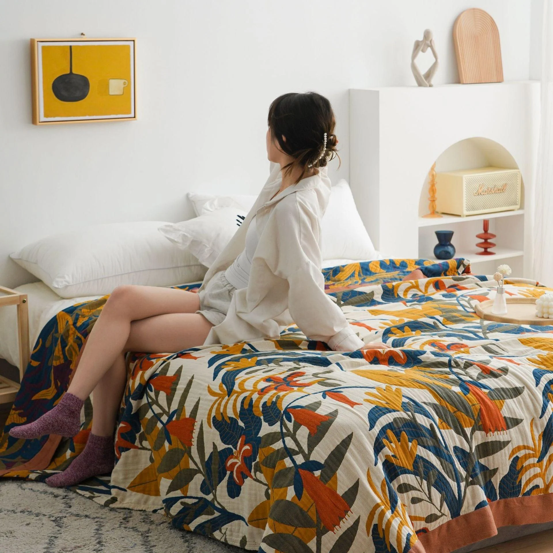 Myla Floral Bedspread Blanket - Glova