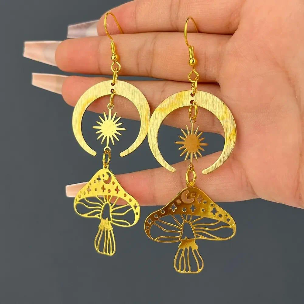 Mystical Mushroom Drop Earrings - Glova