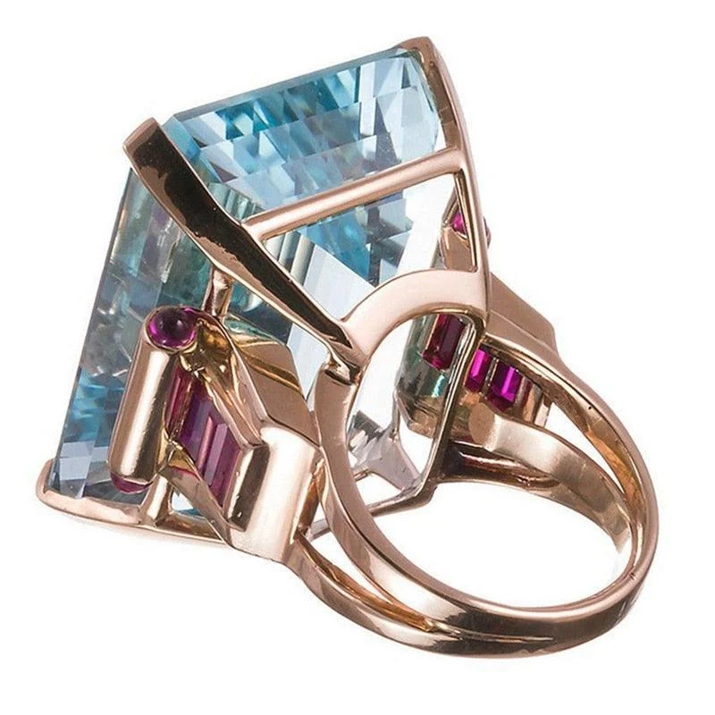 Naali Blue Cubic Cocktail Ring - Glova