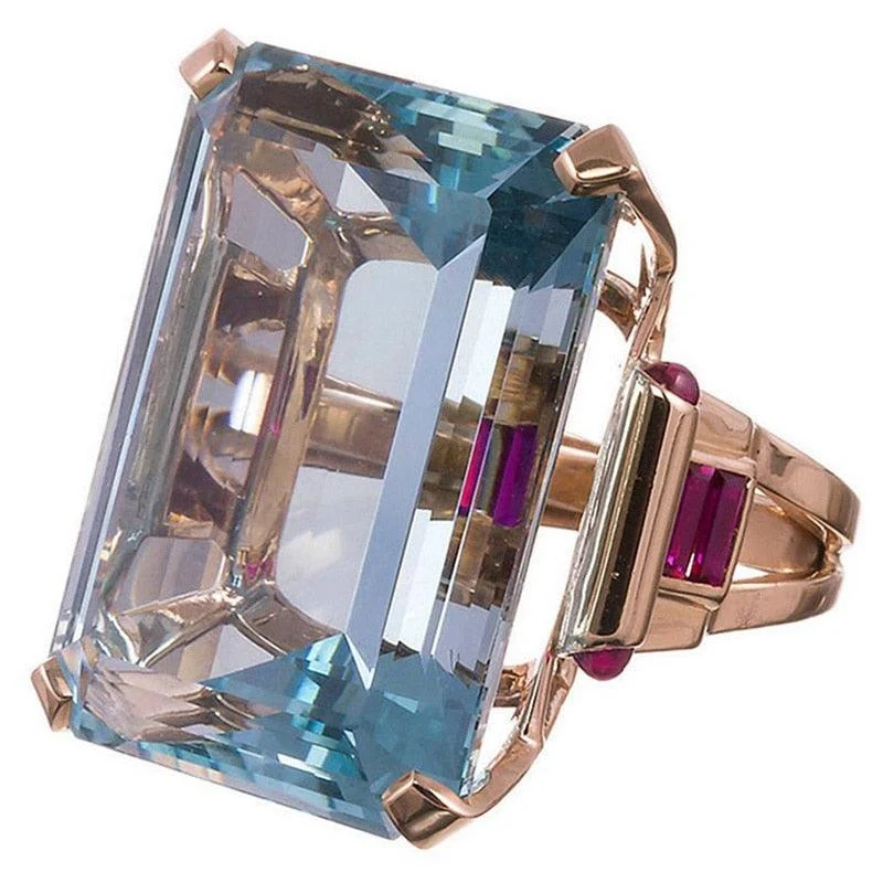 Naali Blue Cubic Cocktail Ring - Glova