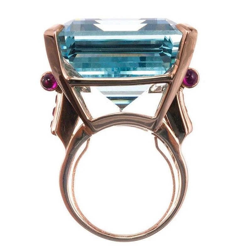 Naali Blue Cubic Cocktail Ring - Glova