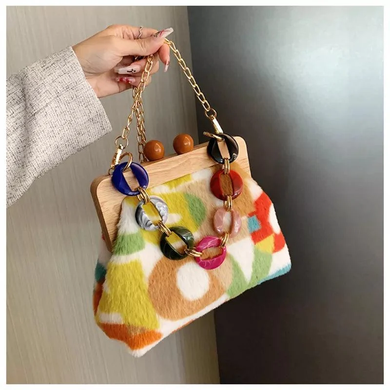 Naoko Colorful Letter Print Plush Coin Bags - Glova