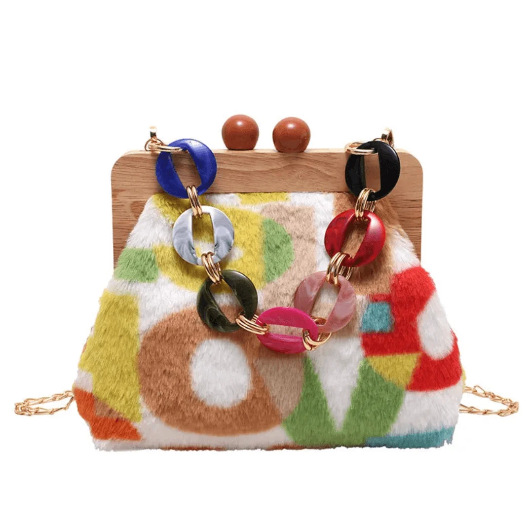 Naoko Colorful Letter Print Plush Coin Bags - Glova