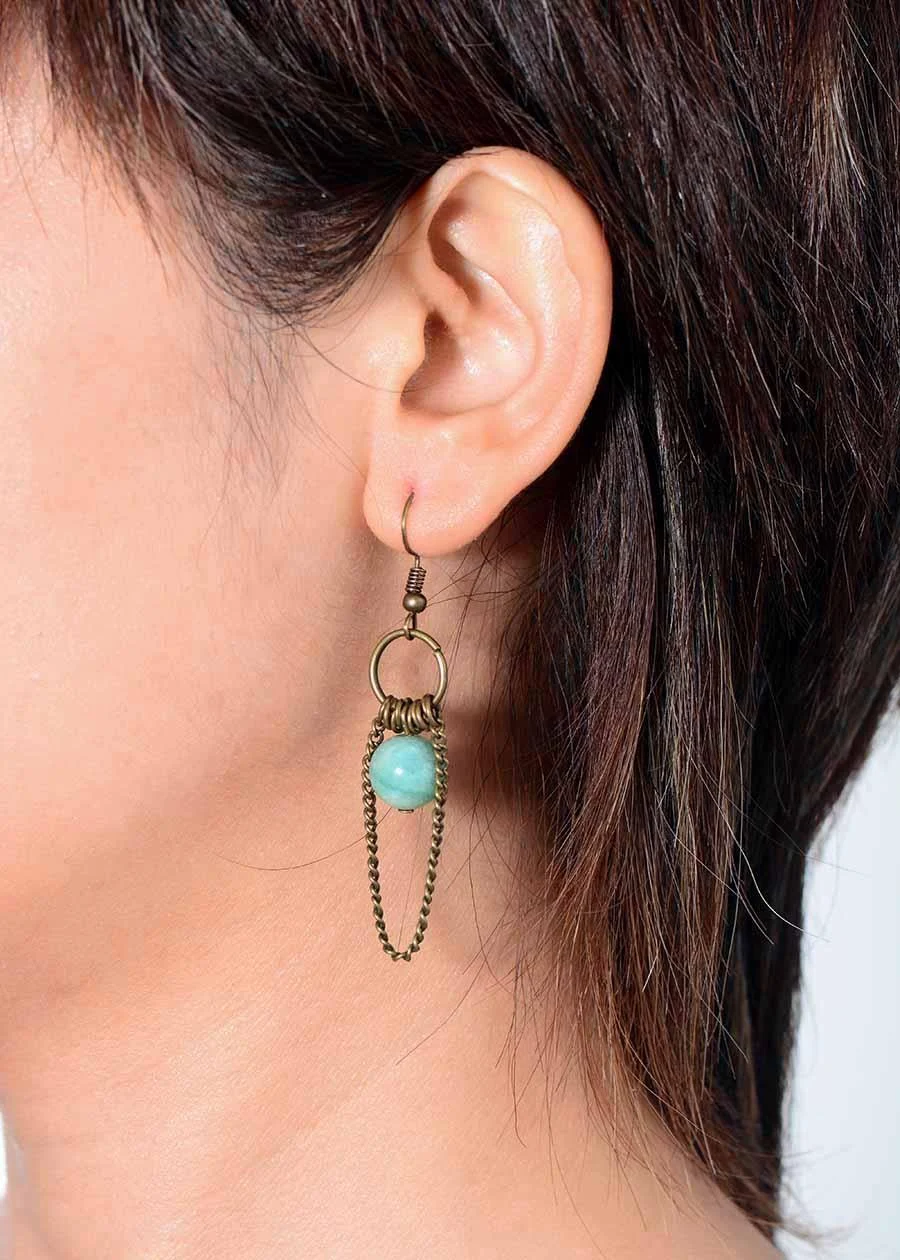 Natural Amazonite Chandelier Earrings - Glova