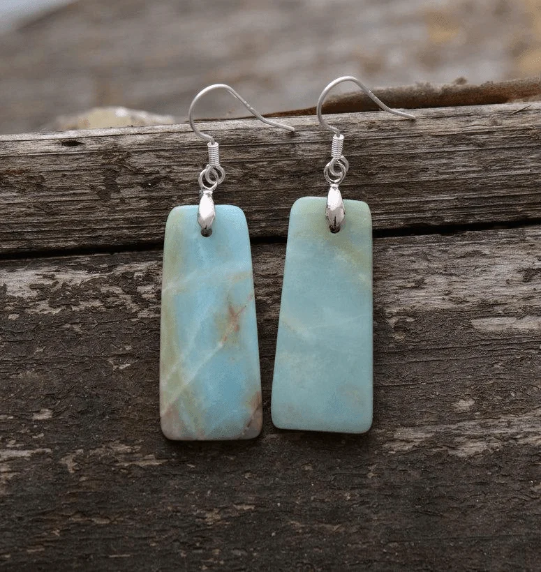 Natural Amazonite Dangle Earrings - Glova