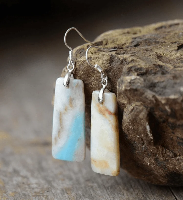 Natural Amazonite Dangle Earrings - Glova