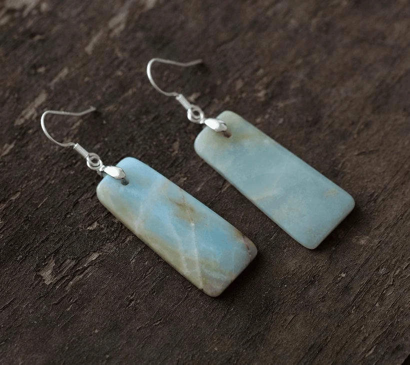 Natural Amazonite Dangle Earrings - Glova