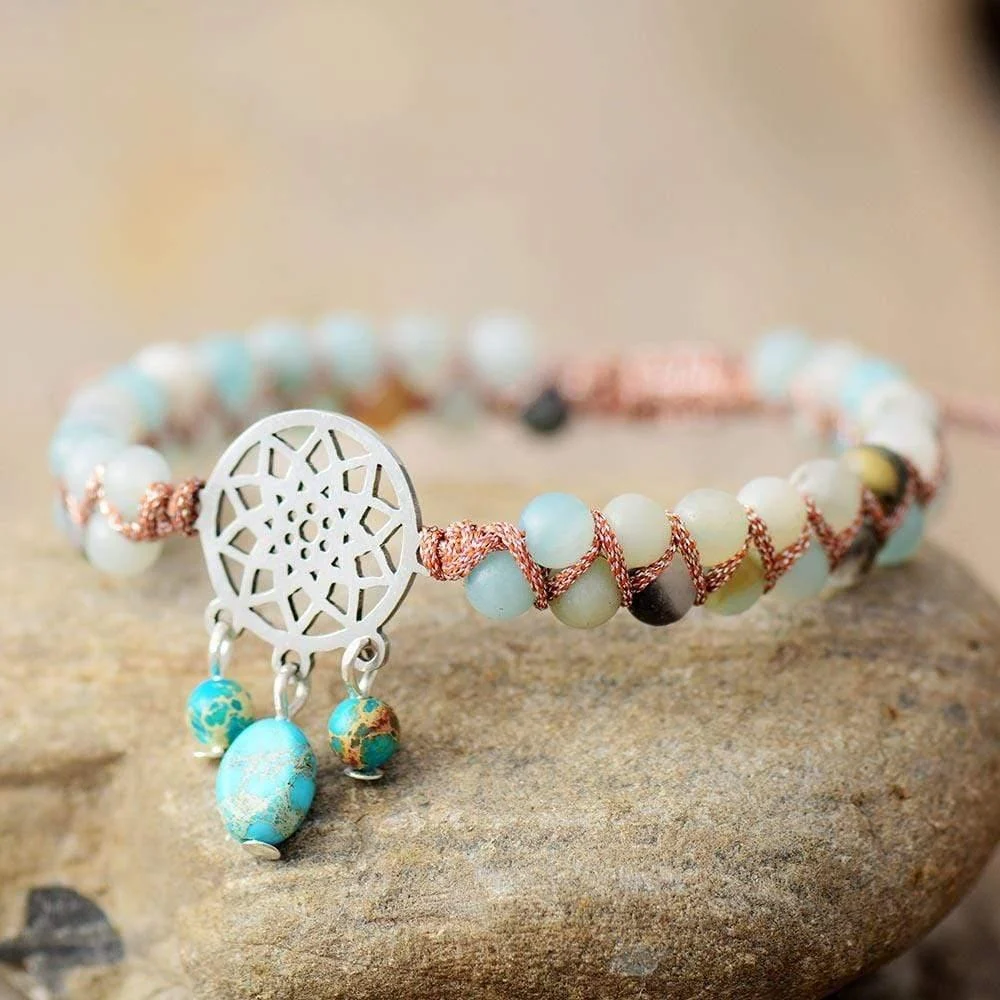 Natural Amazonite Dreamcatcher Bracelet - Glova