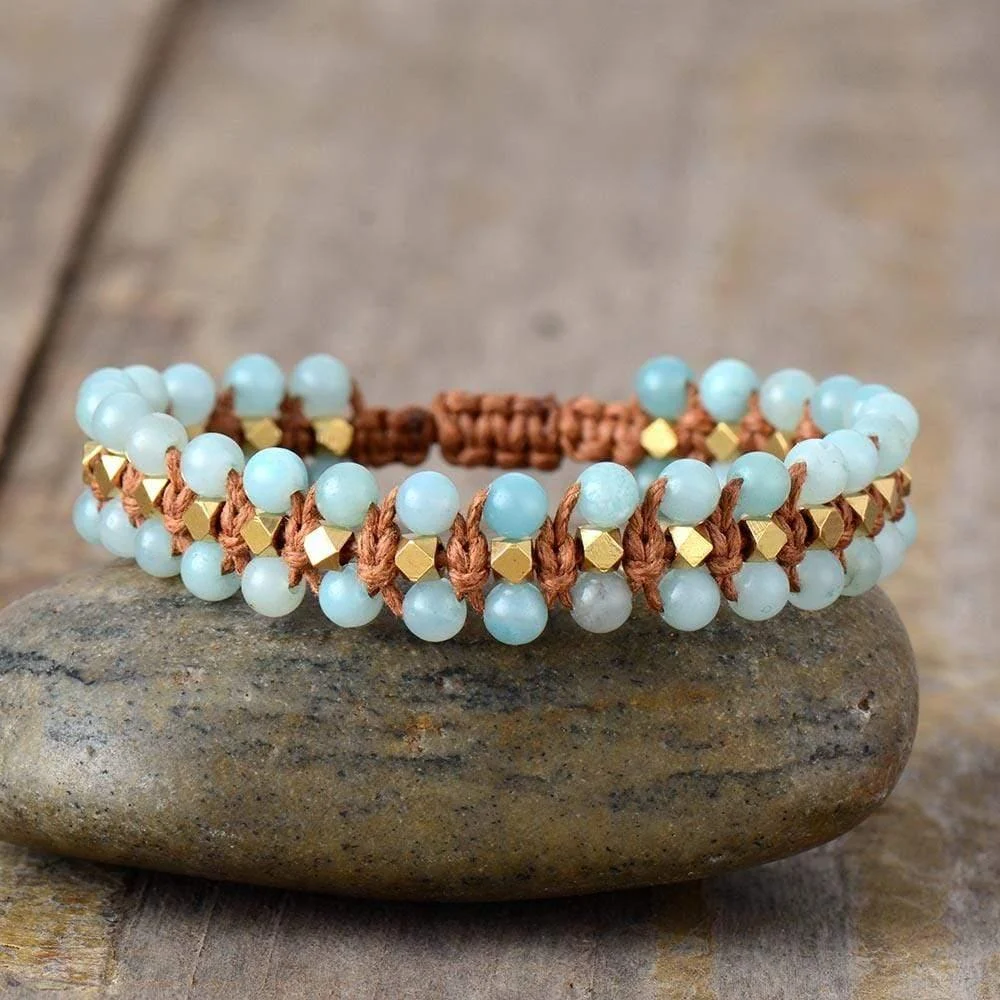 Natural Amazonite Stone Bohemian Bracelet - Glova