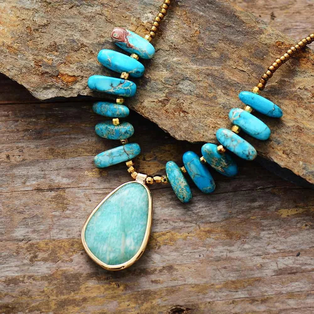 Natural Amazonite Stone Necklace - Glova