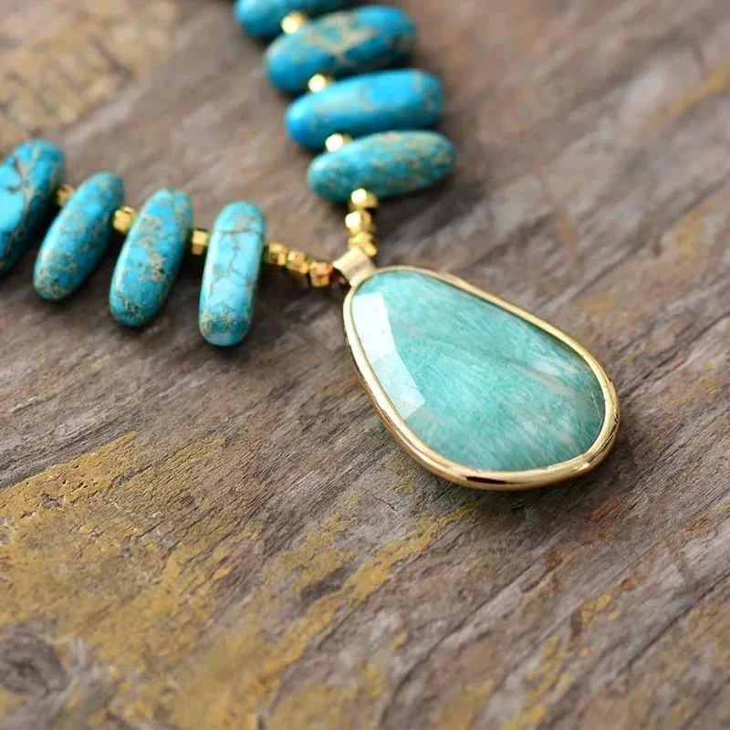 Natural Amazonite Stone Necklace - Glova