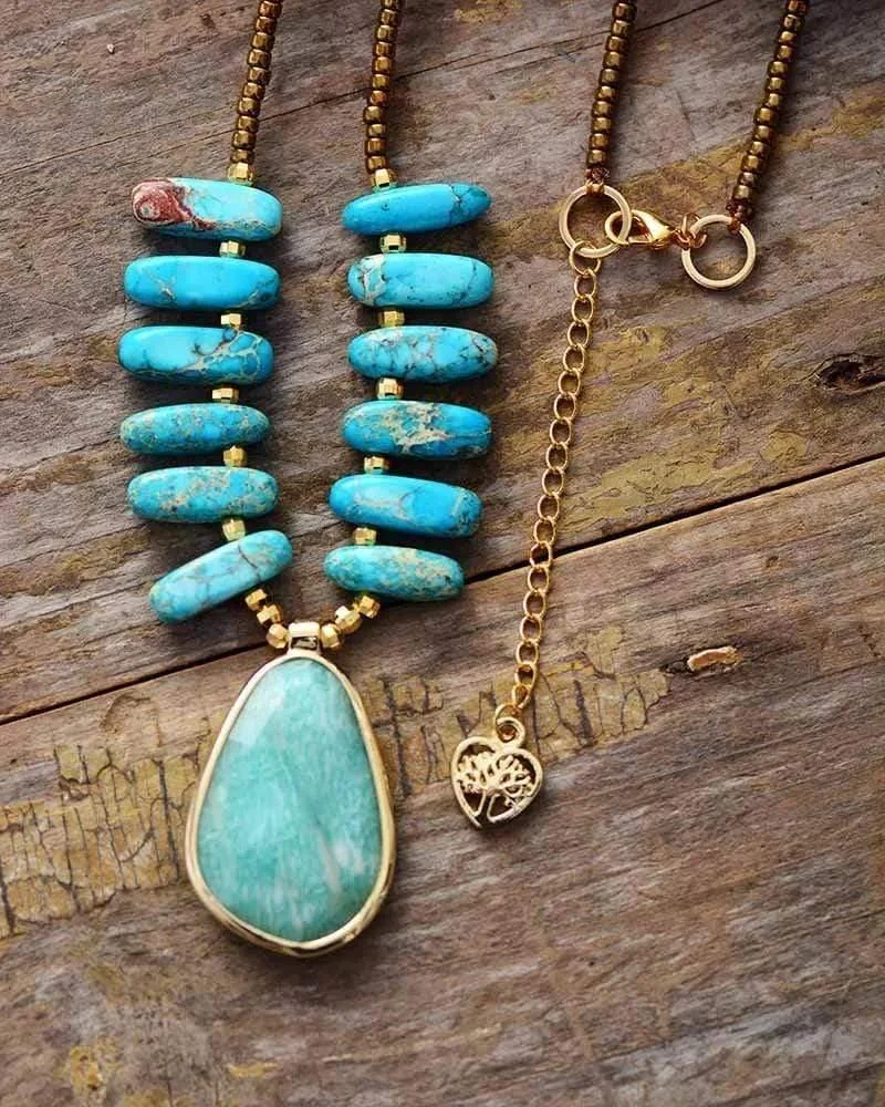 Natural Amazonite Stone Necklace - Glova