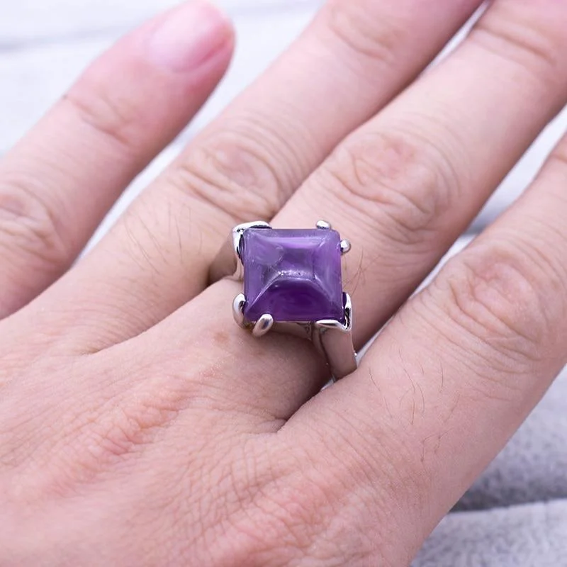 Natural Amethyst Crystal Rings (20 pieces) - Glova