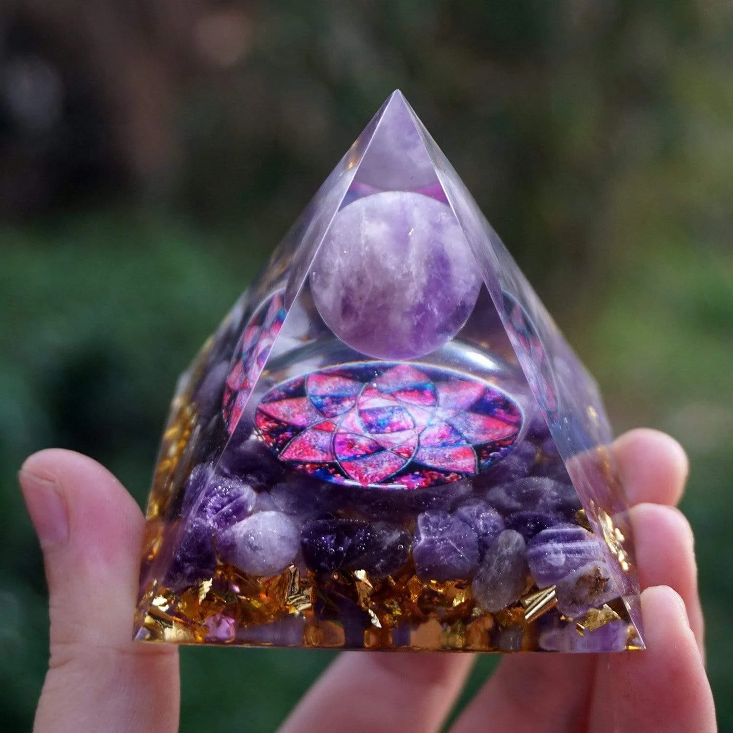 Natural Amethyst Orgonite Pyramid - Glova