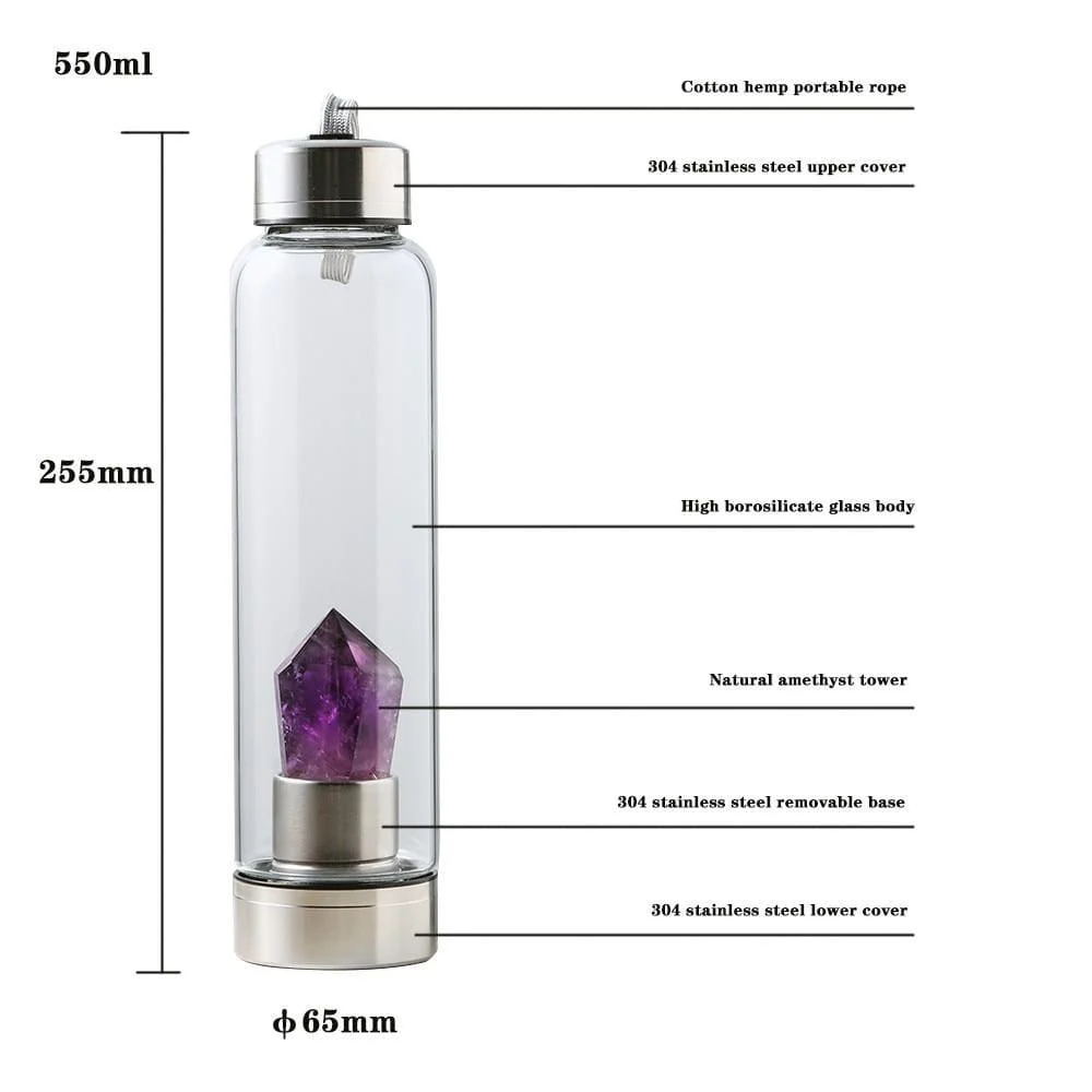 Natural Amethyst Stone Water Bottle - Glova