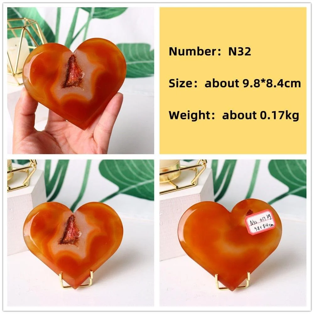 Natural Carnelian Stone Heart Carving - Glova