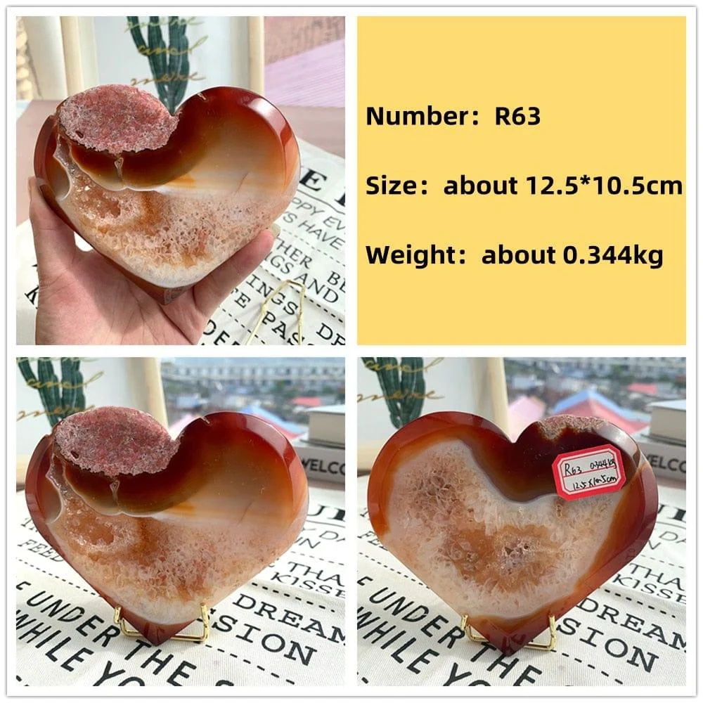 Natural Carnelian Stone Heart Carving - Glova