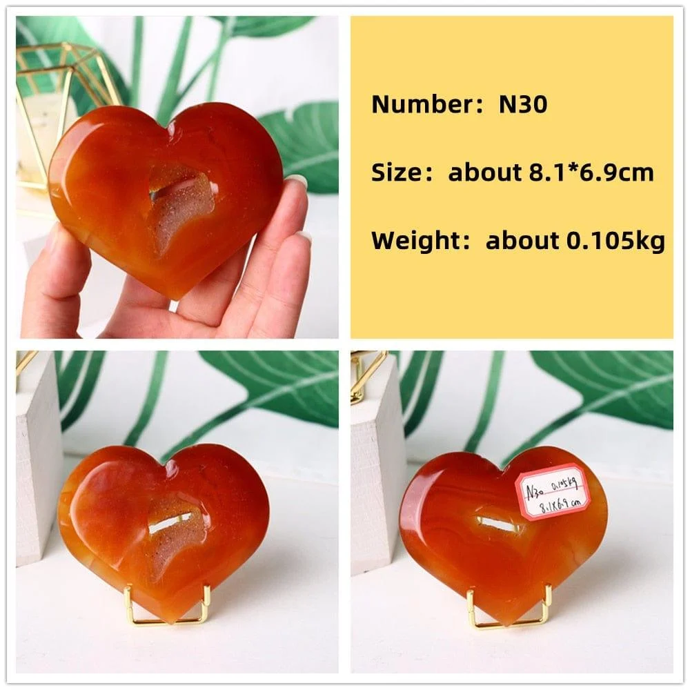 Natural Carnelian Stone Heart Carving - Glova