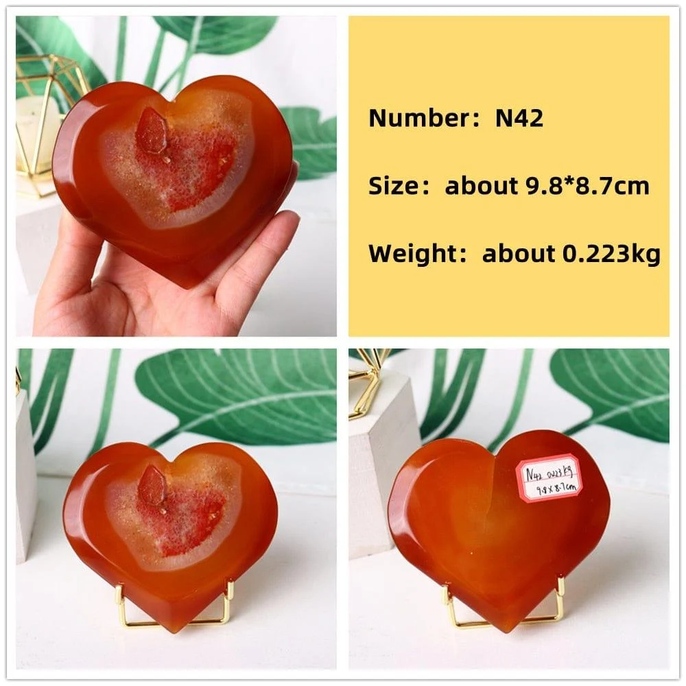 Natural Carnelian Stone Heart Carving - Glova