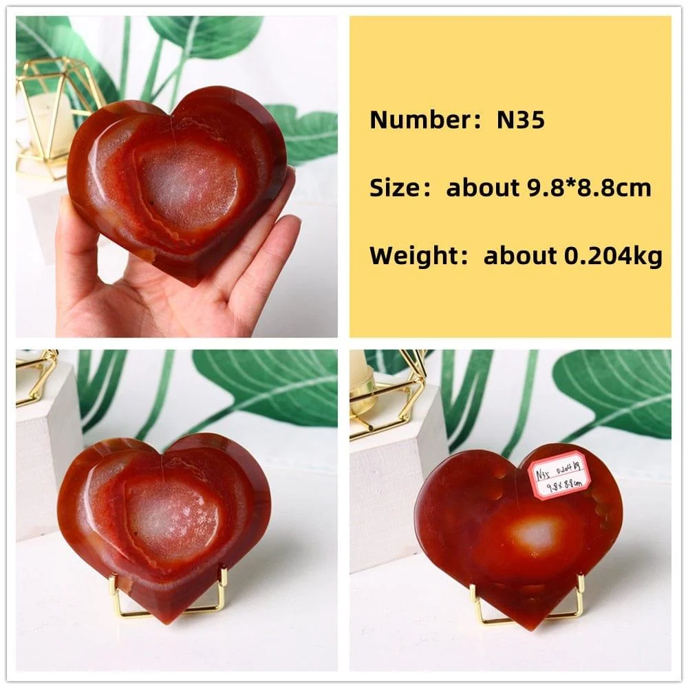 Natural Carnelian Stone Heart Carving - Glova