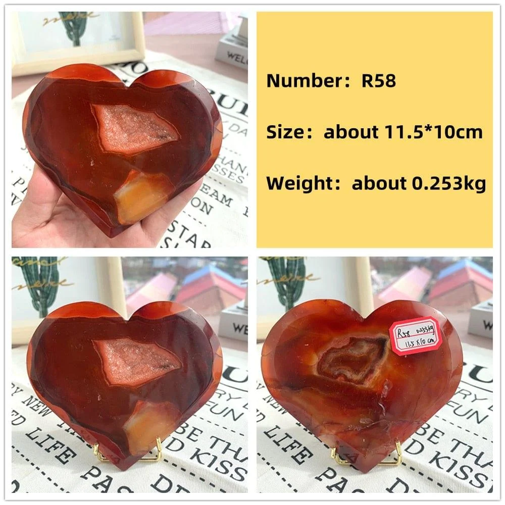 Natural Carnelian Stone Heart Carving - Glova