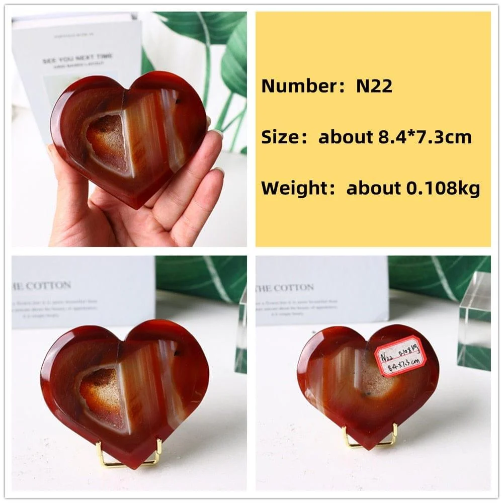 Natural Carnelian Stone Heart Carving - Glova