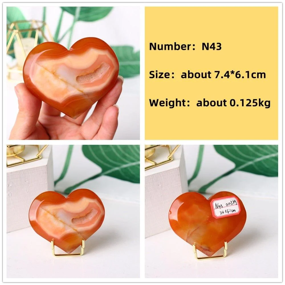 Natural Carnelian Stone Heart Carving - Glova