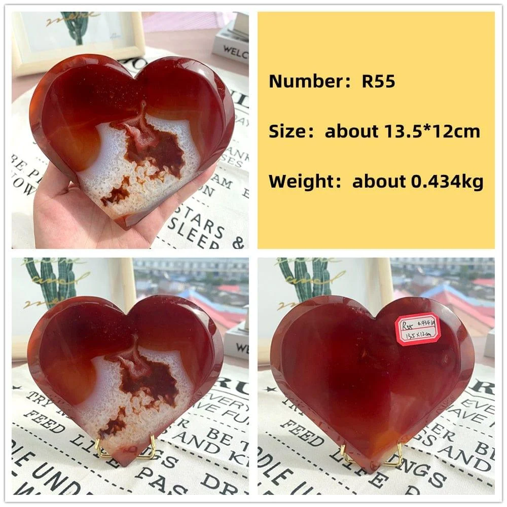 Natural Carnelian Stone Heart Carving - Glova