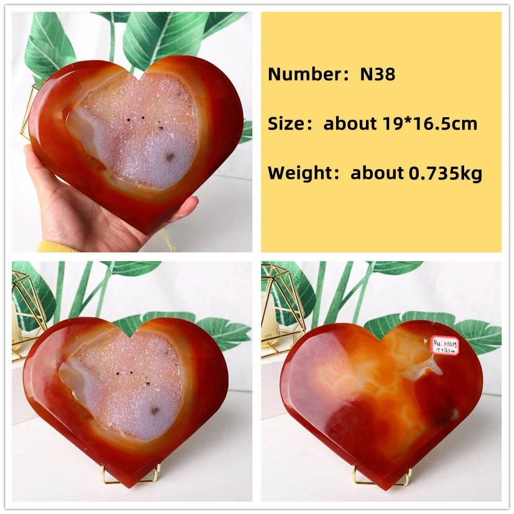 Natural Carnelian Stone Heart Carving - Glova