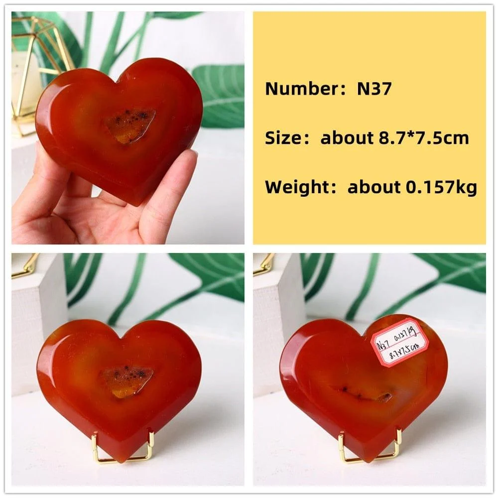 Natural Carnelian Stone Heart Carving - Glova