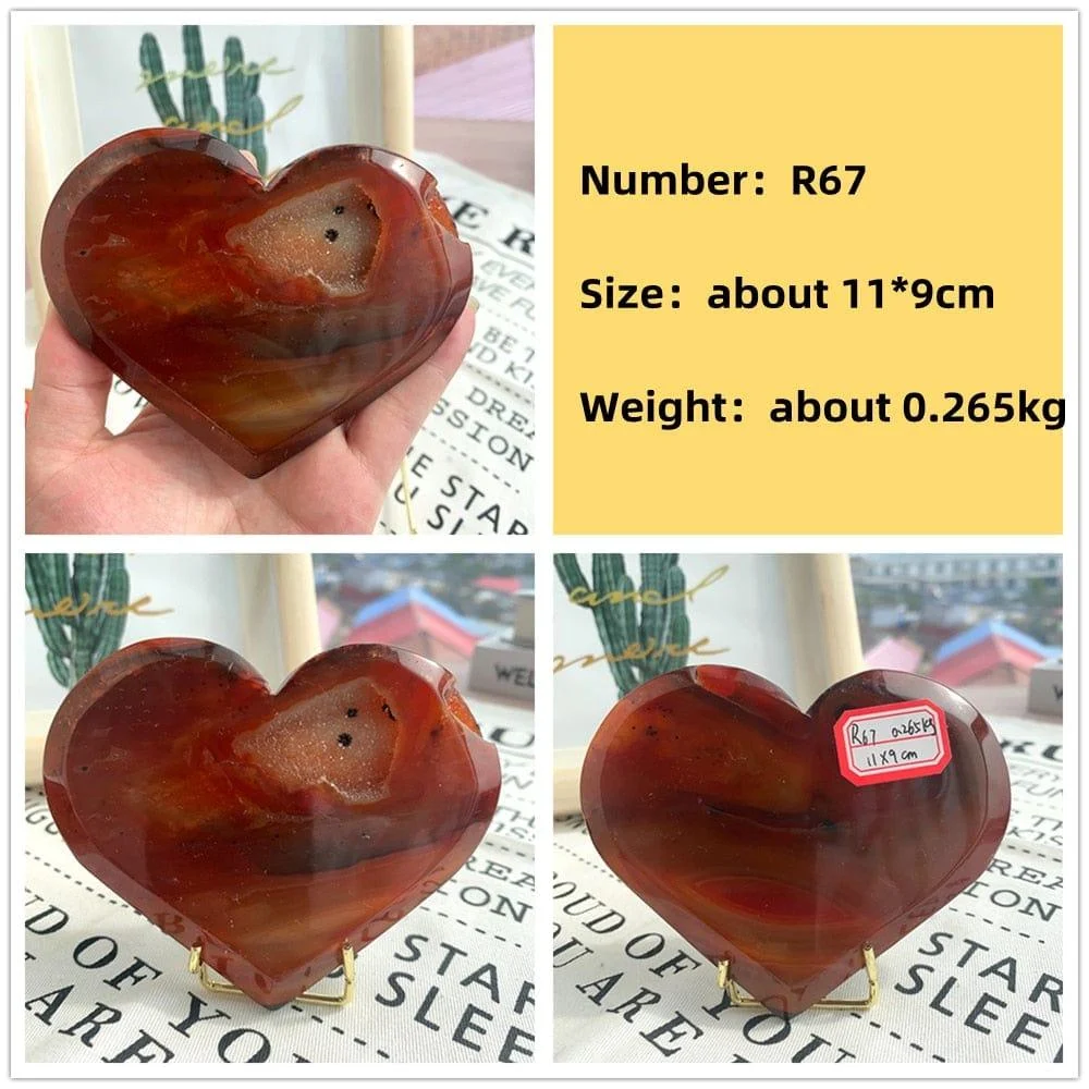 Natural Carnelian Stone Heart Carving - Glova